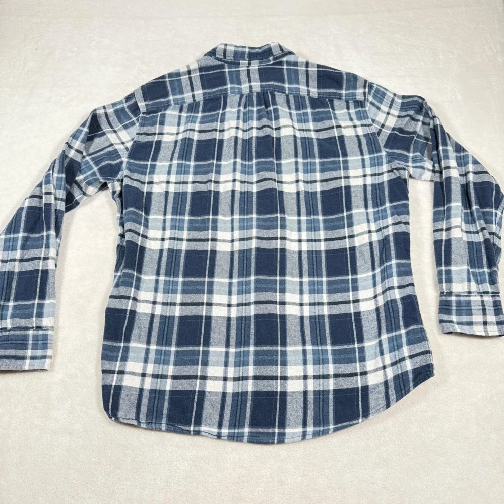 J.‎ Crew Slim Fit Flannel Plaid Long Sleeve Shirt Men's XL Blue White